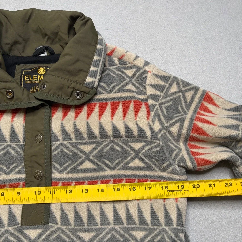 Element Fleece Pullover Women XS Grey Red Aztec Wolfeboro Snap Neck Geometric - Picture 8 of 12